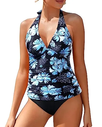 Sexy V Neck Halter Tankini Swimsuits