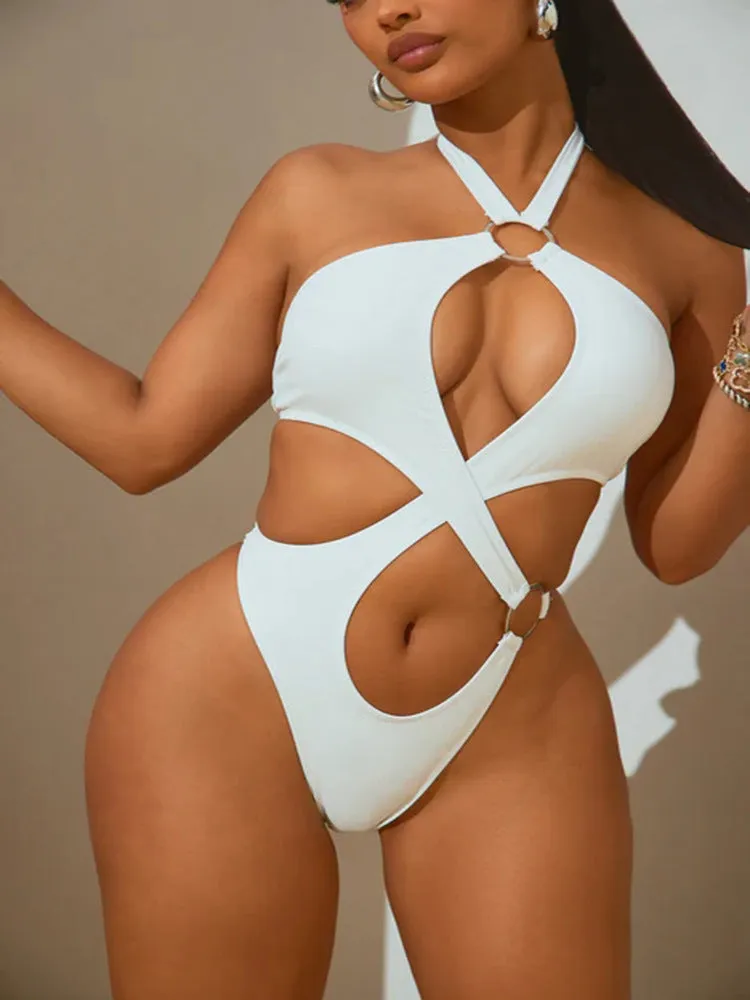 Summer Sleeveless Lace-up Cutout Jumpsuit Women