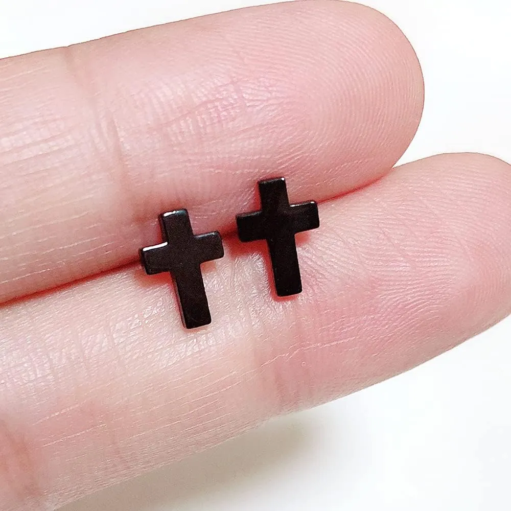 Unisex Simple Tiny Cross Stud Earrings Stainless Steel Body Piercing Jewelry Earrings