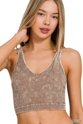 Vintage washed bralette tank in mocha