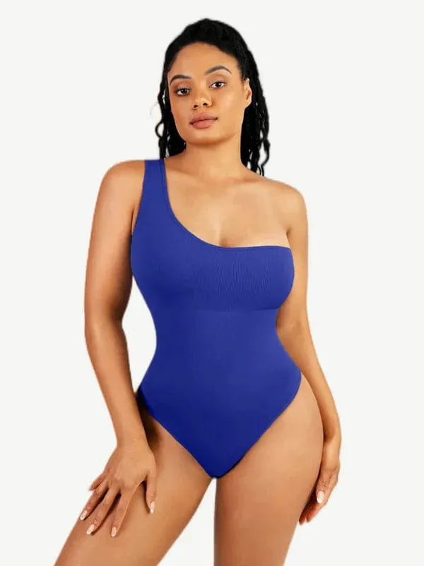 Waist Sculpting Tummy Control One Shoulder Shapewear Bodysuit