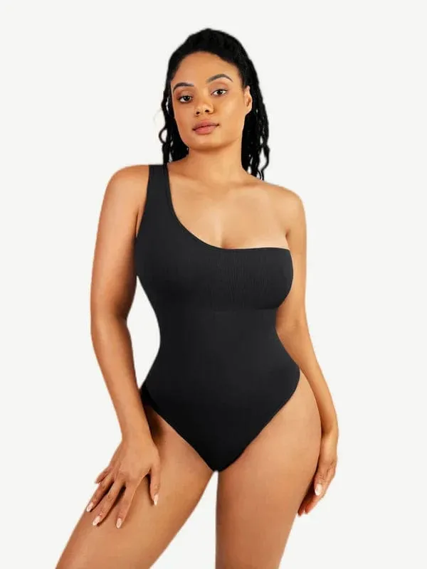 Waist Sculpting Tummy Control One Shoulder Shapewear Bodysuit