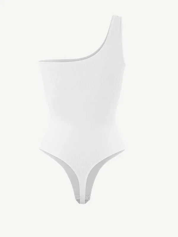 Waist Sculpting Tummy Control One Shoulder Shapewear Bodysuit