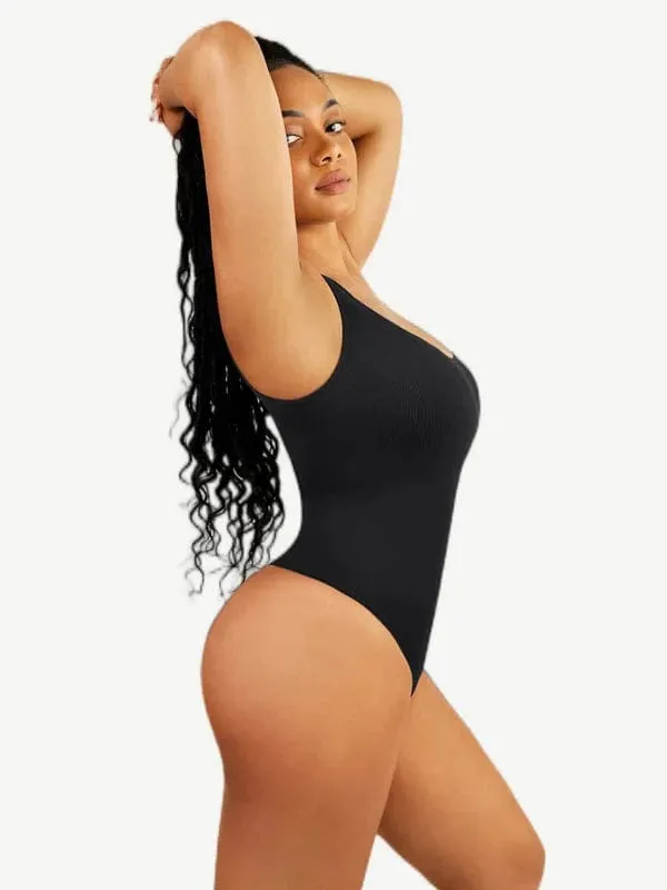 Waist Sculpting Tummy Control One Shoulder Shapewear Bodysuit