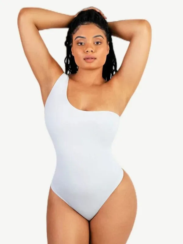 Waist Sculpting Tummy Control One Shoulder Shapewear Bodysuit