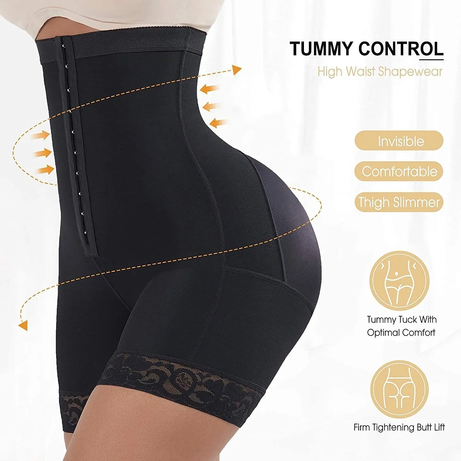 Women High Waist Body Shaper Butt Lifter Firm Control Shapewear Boyshorts