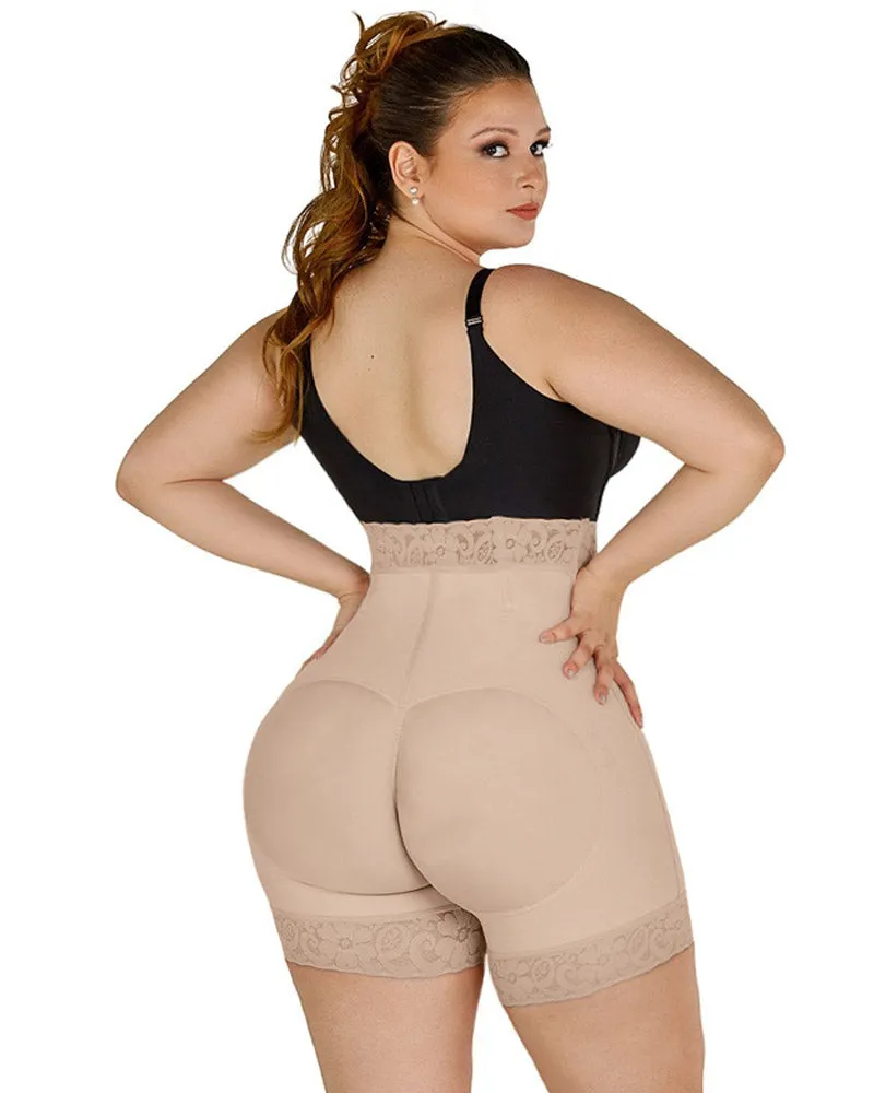 Women High Waist Front Zipper Booty Shaper Colombian Shapewear Short