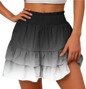 Women's Flowy Shorts Casual Ruffle Tiered Skorts High Waist Soft Mini Tennis Golf Skirt Boho Summer Shorts Dressy