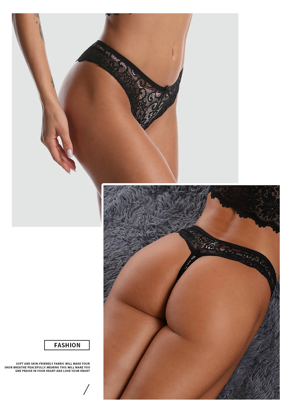 Womens Lace Panties Lingerie Thong Seamless Soft Low Waist G- String Briefs underwear