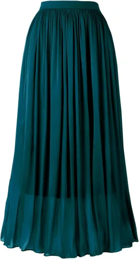 Women's Metallic Shiny Maxi Skirts Lightweight Silky Flowy Skirt for Summer Beach Holiday