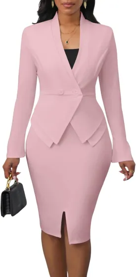 Women's Suits 2 Piece Skirt Set Business Work Outfits Blazer Dress Jacket Pencil Skirts Suit Sets Women's Suits 2 Piece Skirt Set Business Work Outfits Blazer Dress Jacket Pencil Skirts Suit Sets