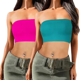 Womens Tube Tops Summer Bandeau Casual Crop Top Going Out Strapless Tank Basic Short Shirt