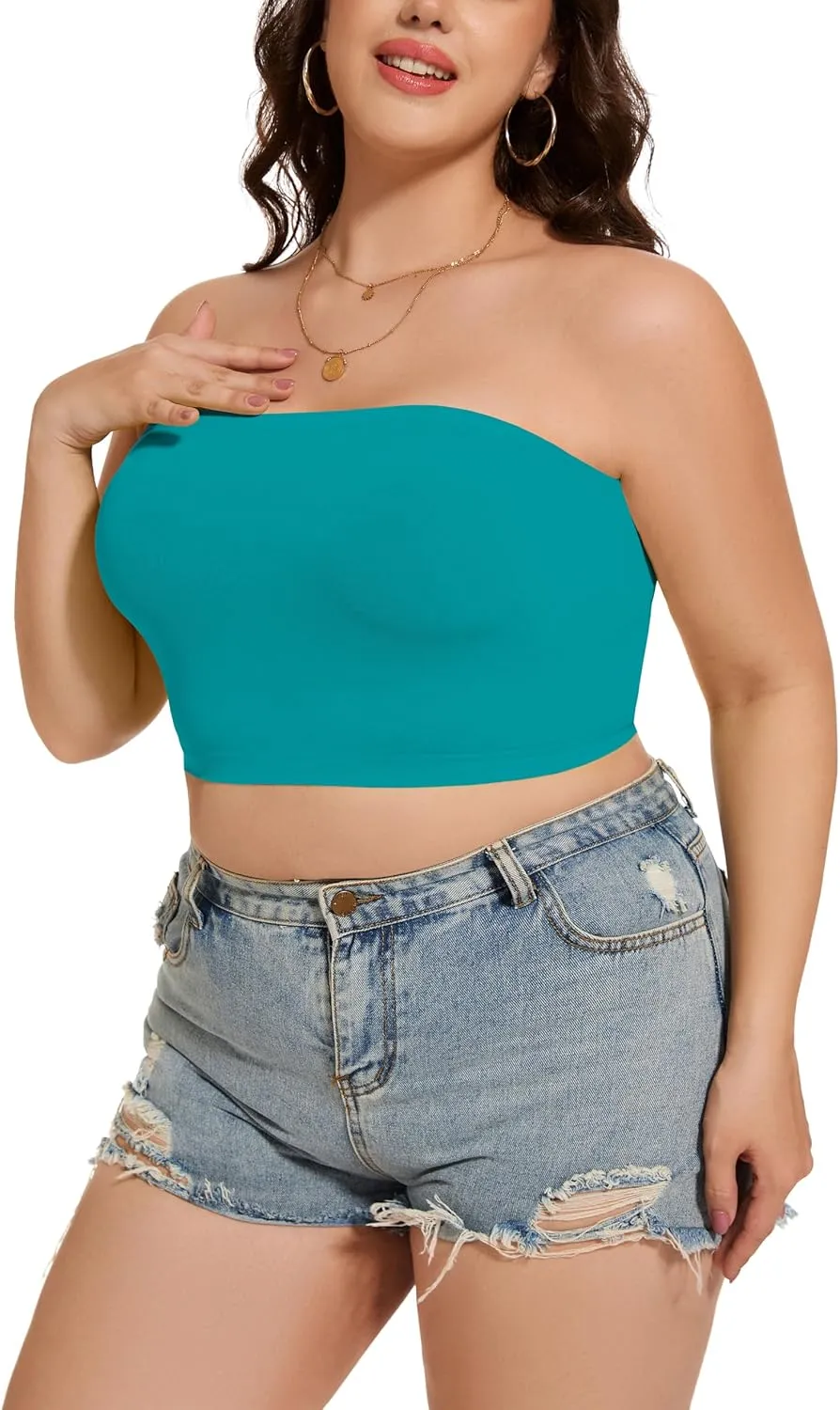 Womens Tube Tops Summer Bandeau Casual Crop Top Going Out Strapless Tank Basic Short Shirt