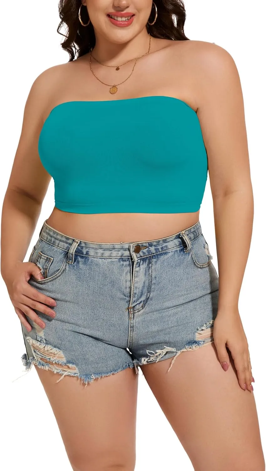 Womens Tube Tops Summer Bandeau Casual Crop Top Going Out Strapless Tank Basic Short Shirt