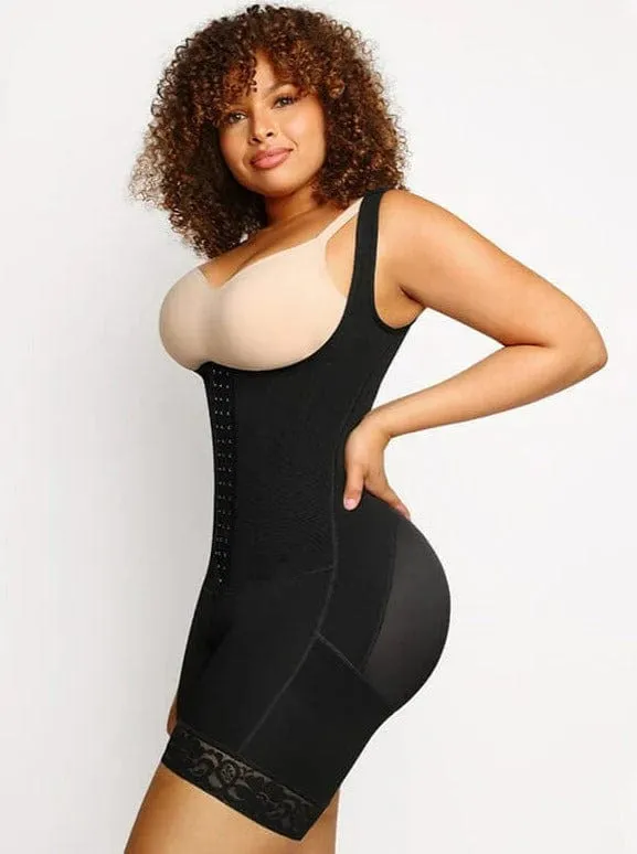 Women’s Tummy Control Open Bust Shapewear Bodysuit with Steel Boning