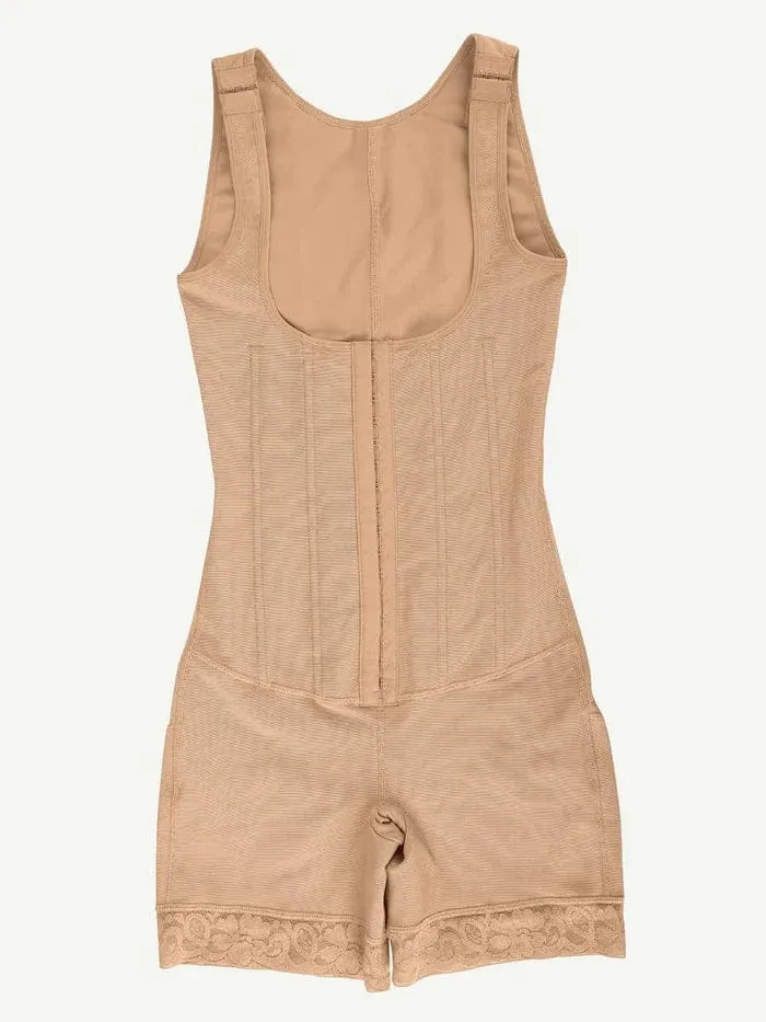 Women’s Tummy Control Open Bust Shapewear Bodysuit with Steel Boning