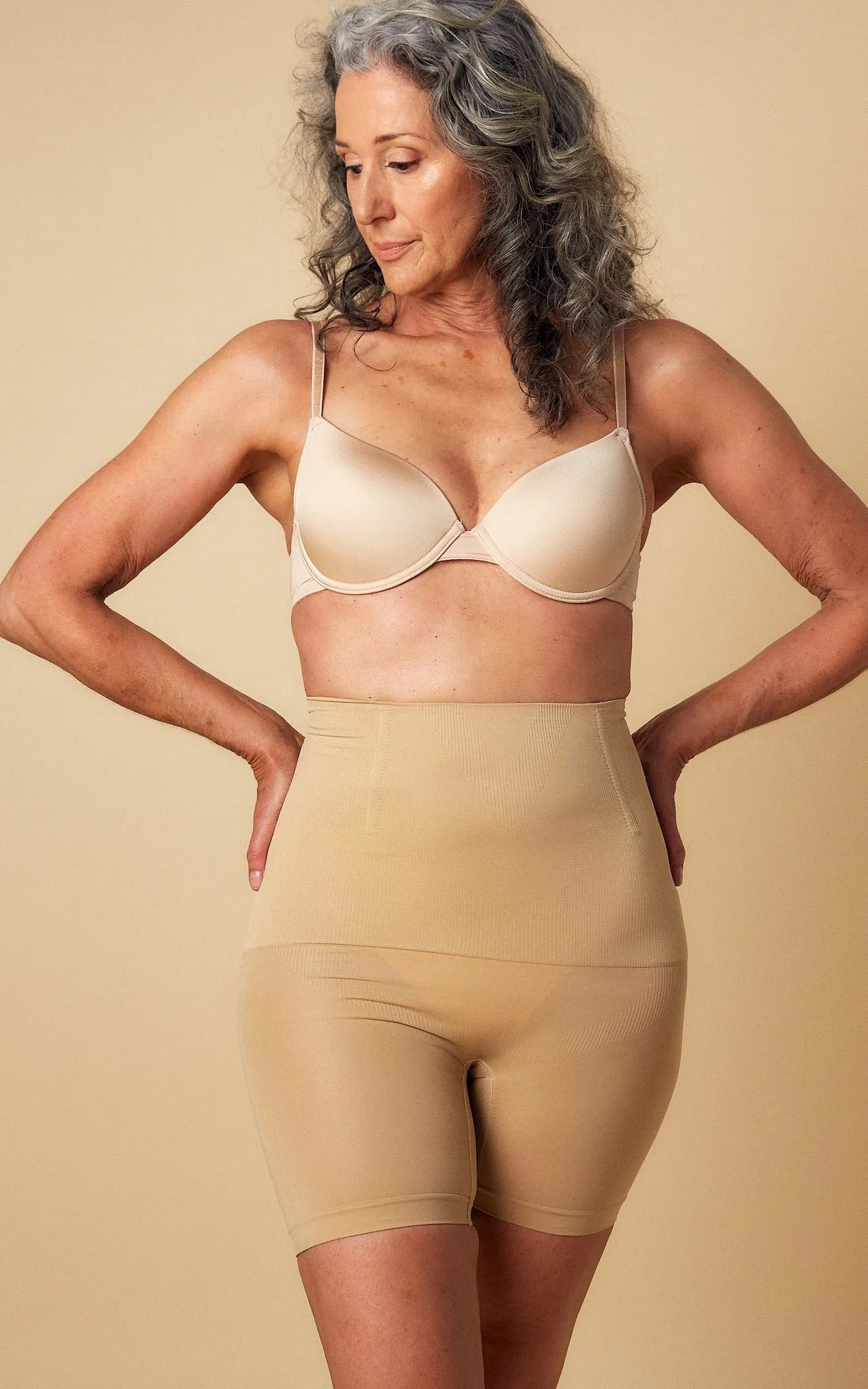 Zaria High Waisted Boning Shapewear Control Shorts - Nude
