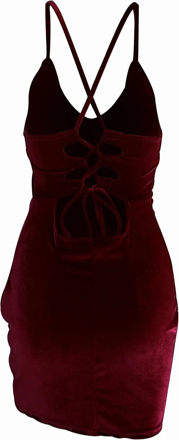Zyyfly Doramode Women Sexy Club Dress Sleeveless Backless Velvet Mini Clothes Body Tight Dresses