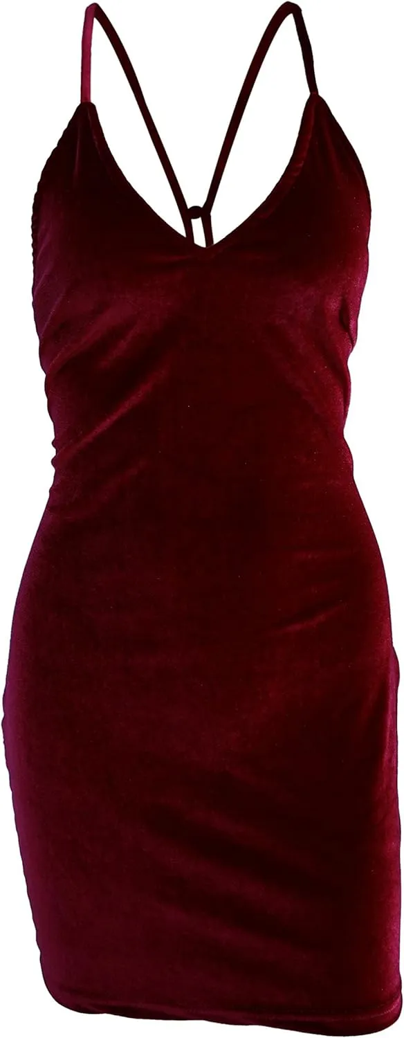 Zyyfly Doramode Women Sexy Club Dress Sleeveless Backless Velvet Mini Clothes Body Tight Dresses