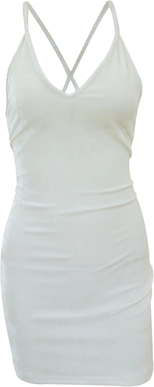 Zyyfly Doramode Women Sexy Club Dress Sleeveless Backless Velvet Mini Clothes Body Tight Dresses